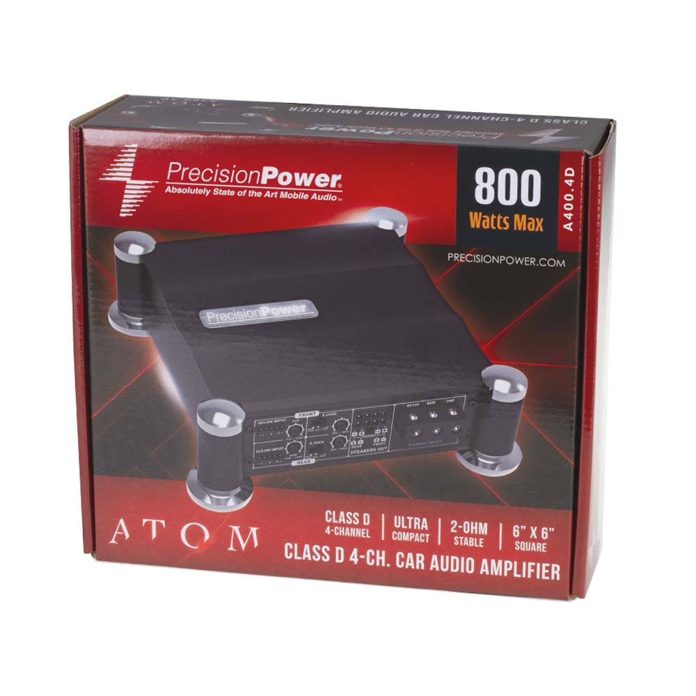Precision Power A400.4D 400W RMS ATOM Series Class-D 4-Channel Car Amplifier