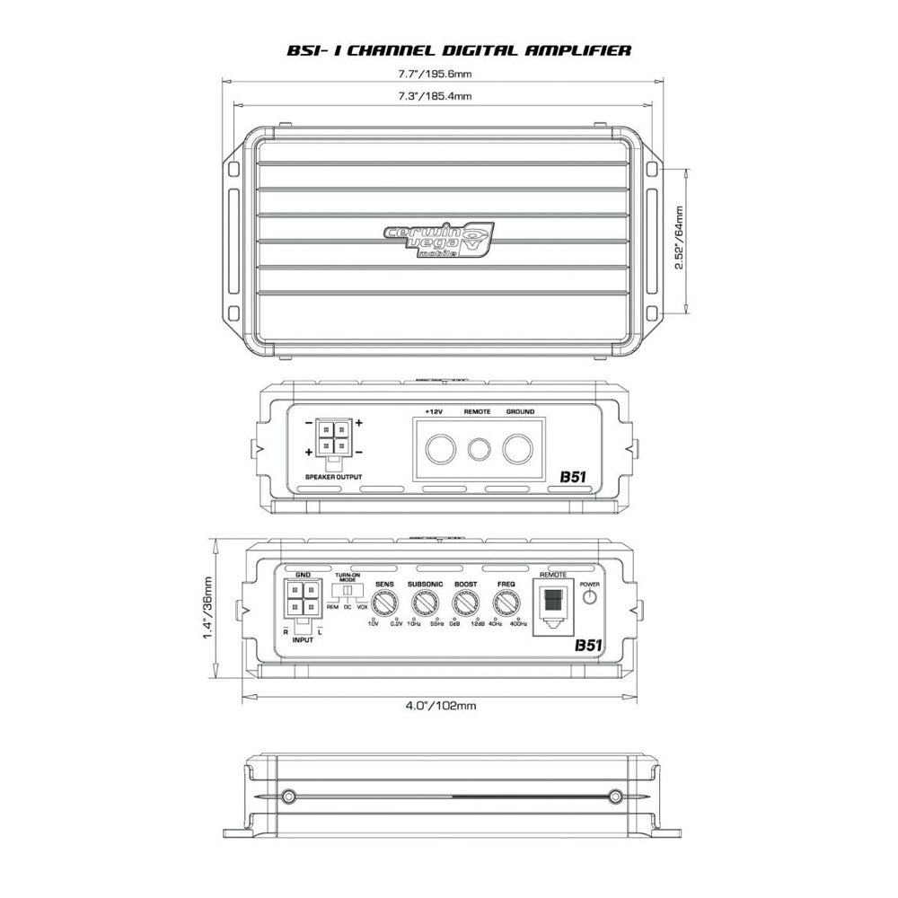 Cerwin Vega B-51 Stealth Bomber Series Monoblock Class D Car Amplifier