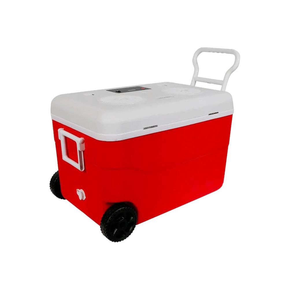 Cerwin Vega CVC65R 55QT Red Cooler with 6.5 Inch 2-Way Marine Built-In Speakers, BT Streaming, Phone Charger, 10hr Battery