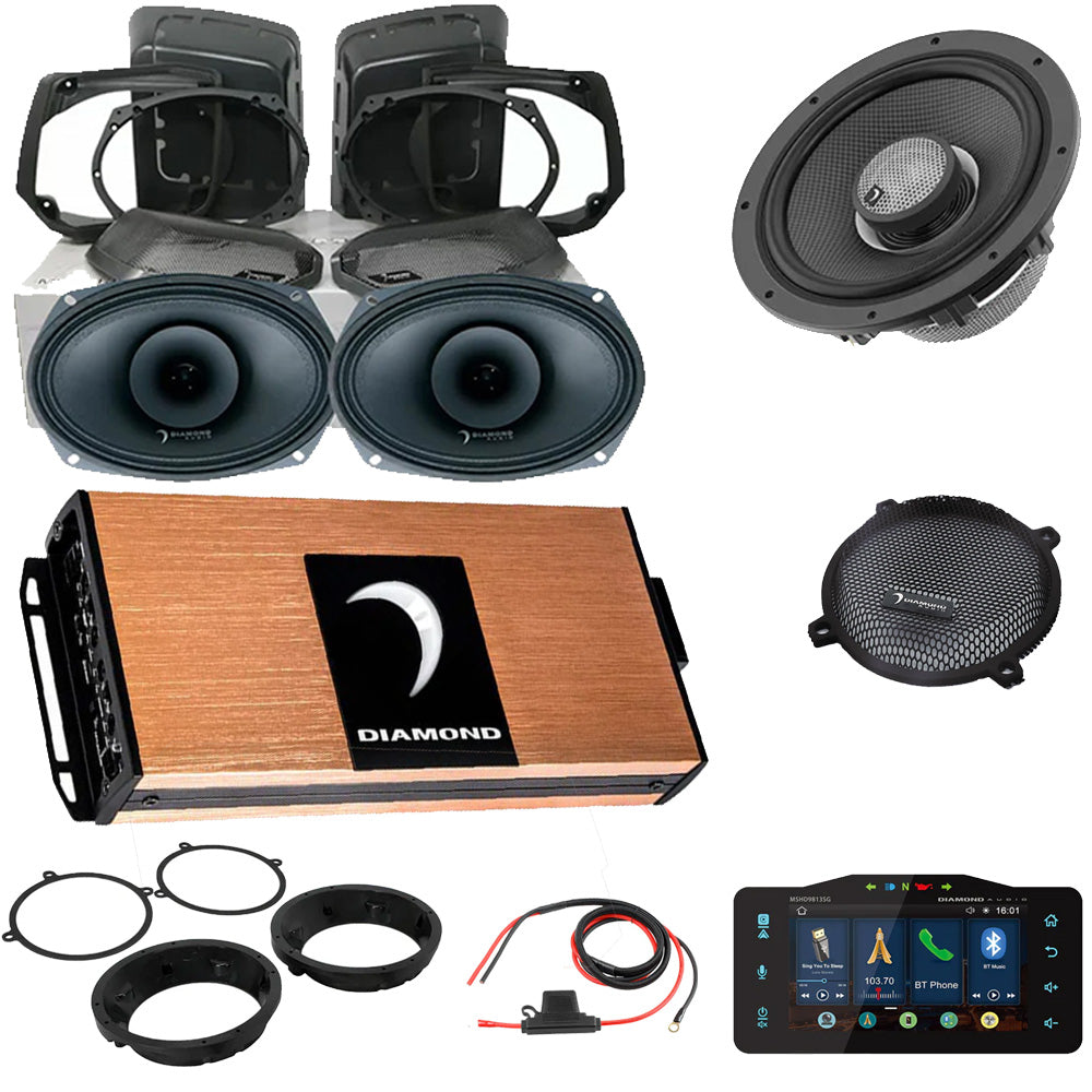 Diamond Audio DA9813SGSP4R (Package Includes MSHD9813SG, MICRO4V2, HXM65F2BK, DHDSG13, MSMP692LK13, MSPWHR, DHDMCA, '98-'13 STREET GLIDE)