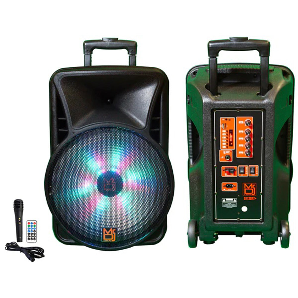MR DJ DJ12BAT+ 12 Inch Active Speaker With Bluetooth & Fm Radio & Mp3 Player, Eq, With Built In 2-4 Hours Battery