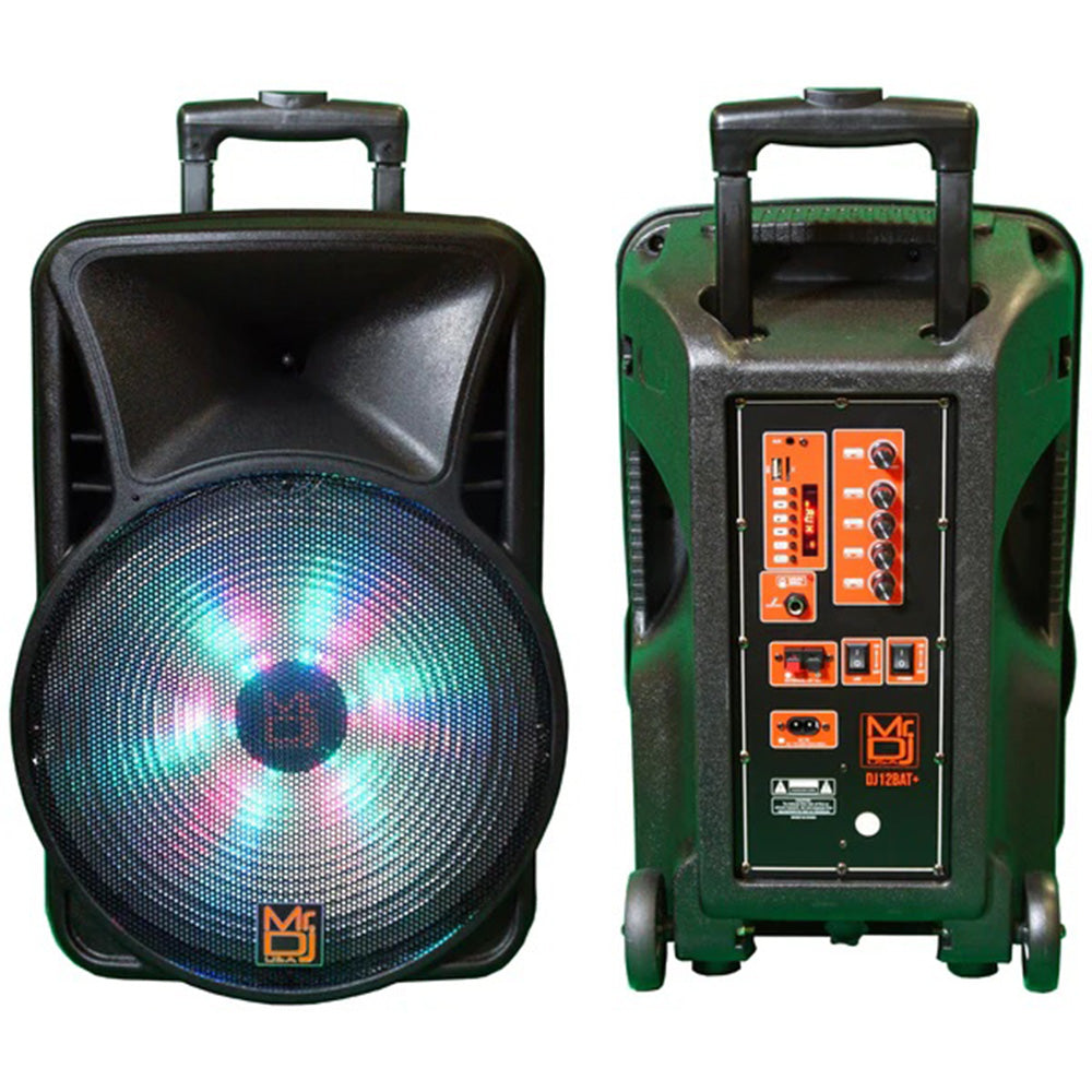 MR DJ DJ12BAT+ 12 Inch Active Speaker With Bluetooth & Fm Radio & Mp3 Player, Eq, With Built In 2-4 Hours Battery