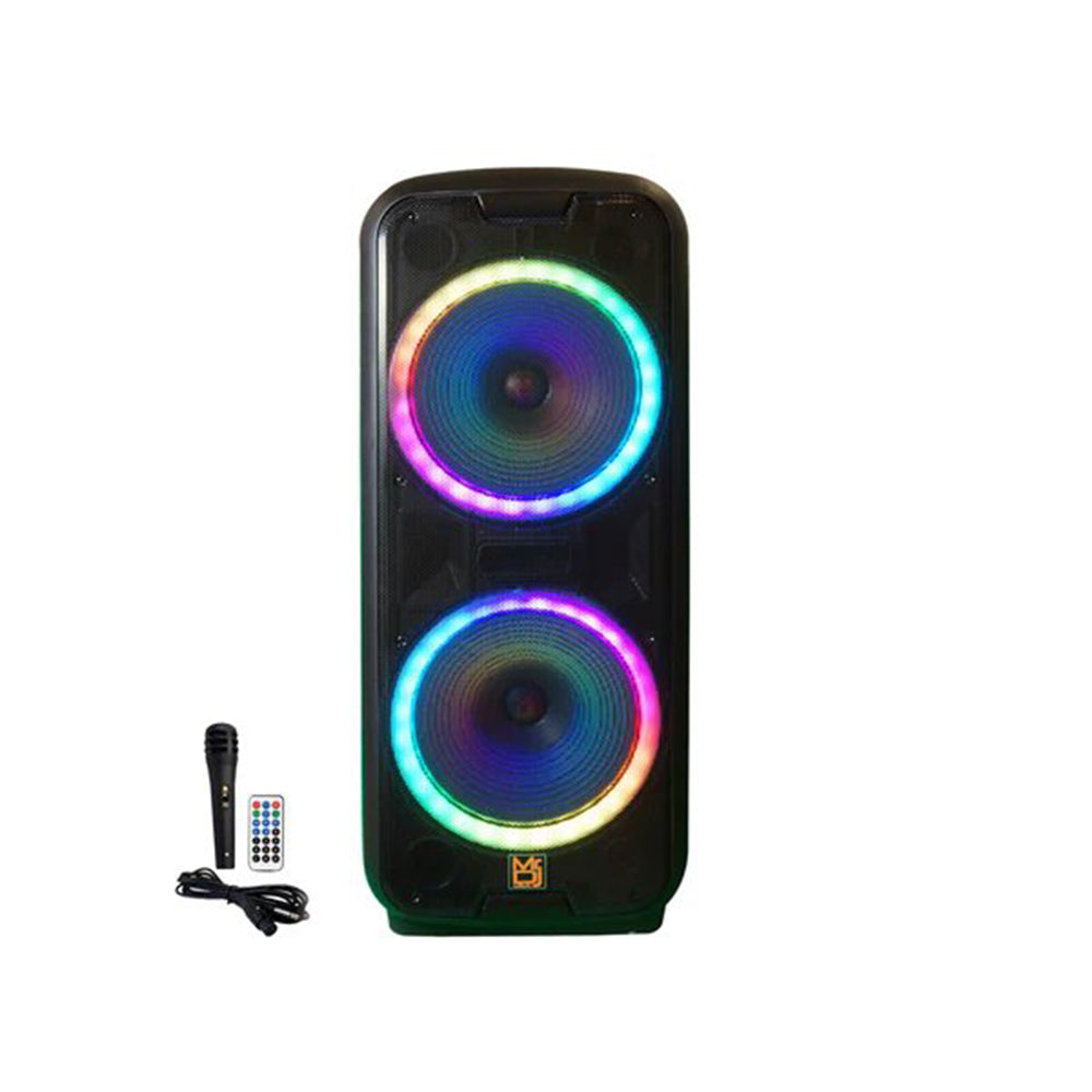 MR DJ DJ215BTA+ Dual 15" 5000W Battery Powered Bluetooth Speaker Microphone Party Speaker