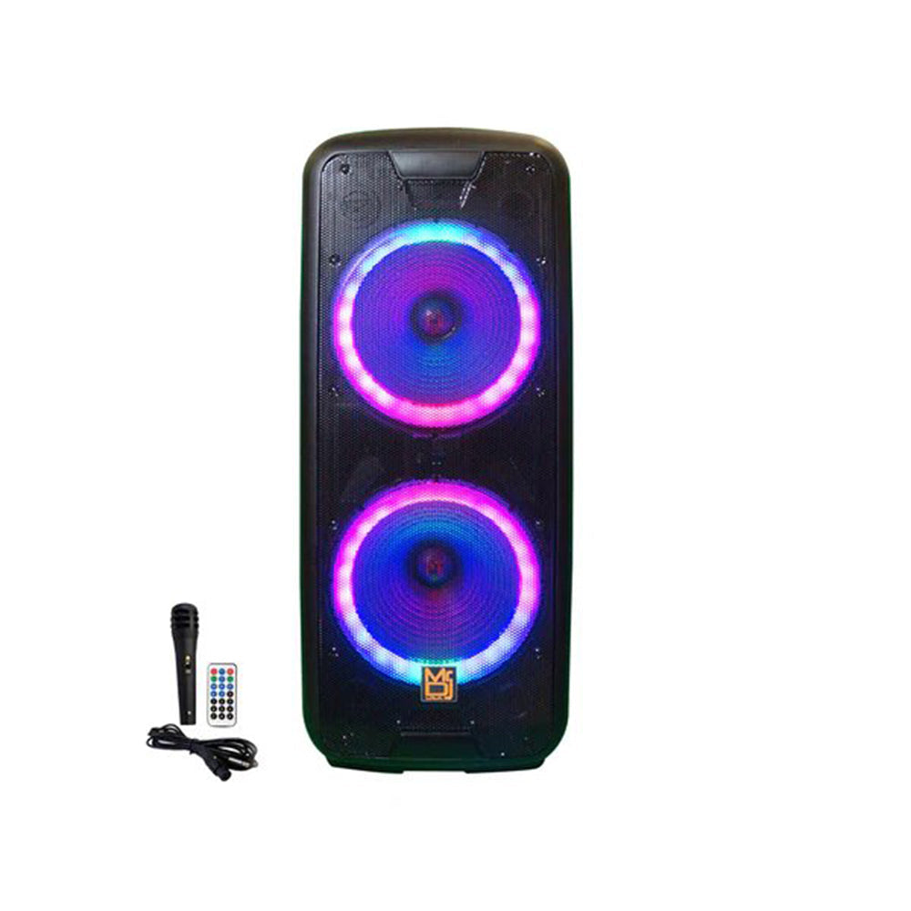 MR DJ DJ215BTA+ Dual 15" 5000W Battery Powered Bluetooth Speaker Microphone Party Speaker