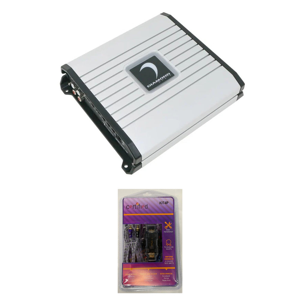 Diamond Audio DMD1000.1D (DMD Series 1-Channel Mono Block Digital Amplifier) + KIT4P (Amplifier Wiring Kit - 4 Gauge 1500 Watts)