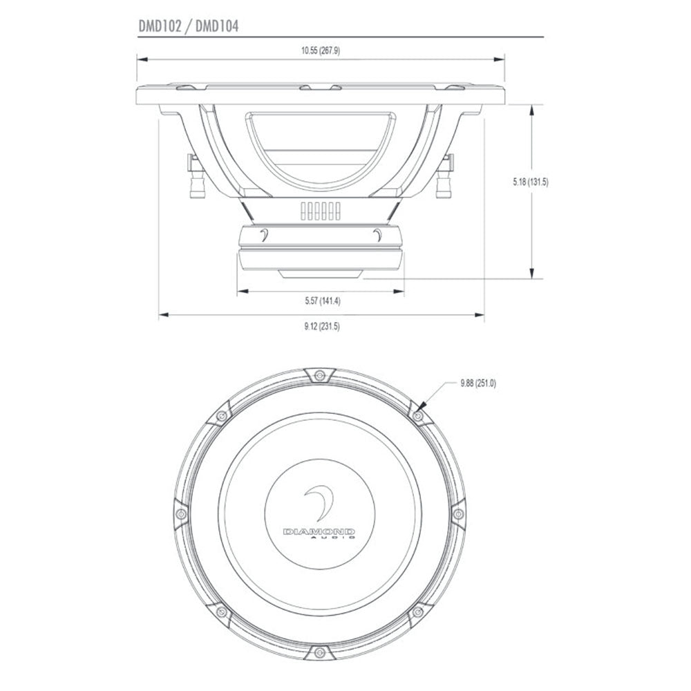 Diamond Audio DMD102 10" DMD Series 2-ohm DVC Car Subwoofer