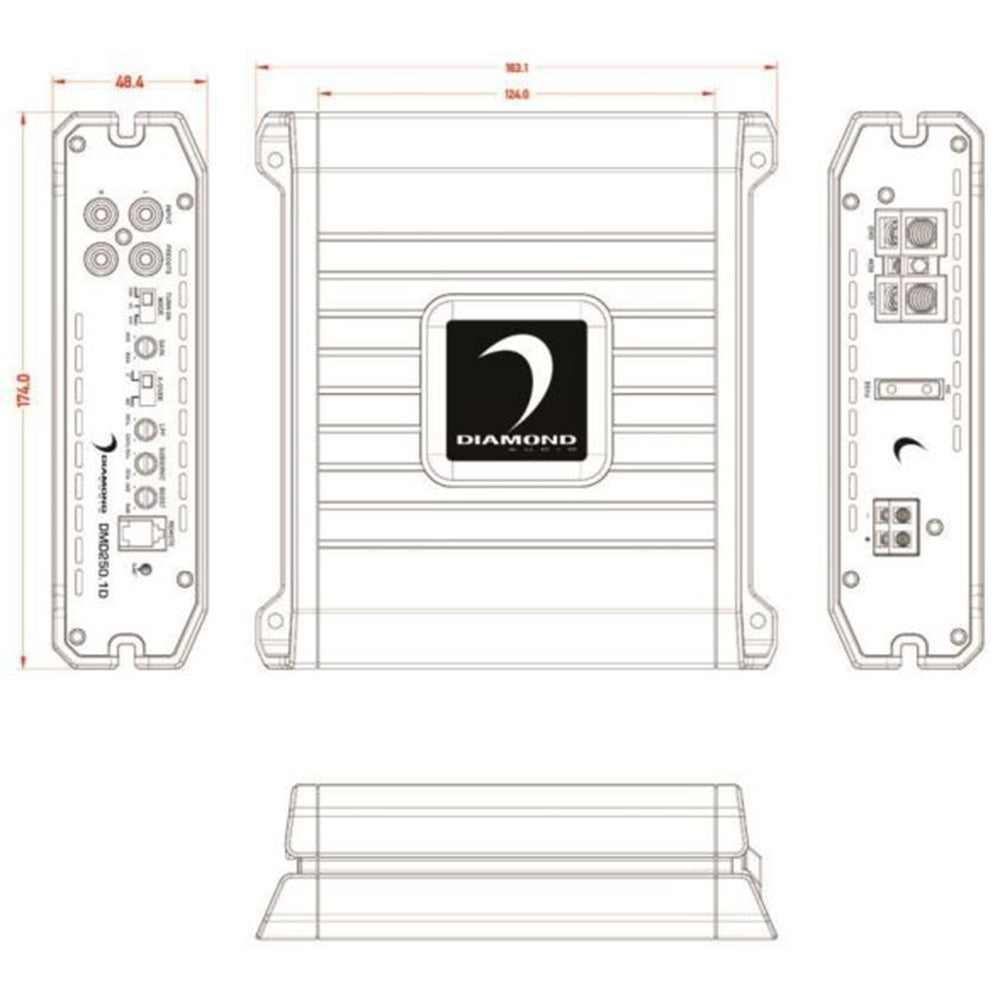 Diamond Audio DMD250.1D 500W Peak (250W RMS) DMD Series 2 Ohm Monoblock 1 Channel Digital Car Amplifier