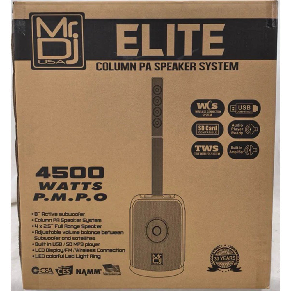 MR DJ ELITE All-In-One 8 Inch Portable Bluetooth Line Column Array Speaker