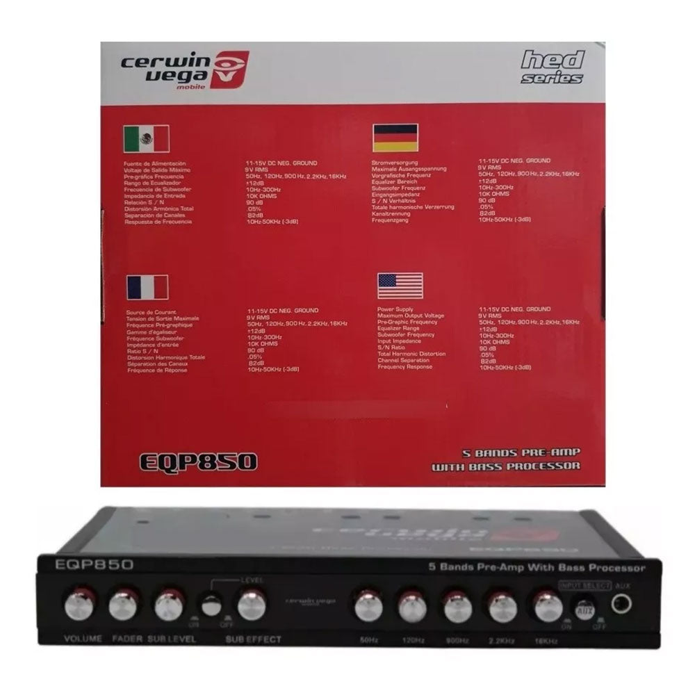 Cerwin Vega EQP850 5-Bands Pre-Amp with Bass Processor