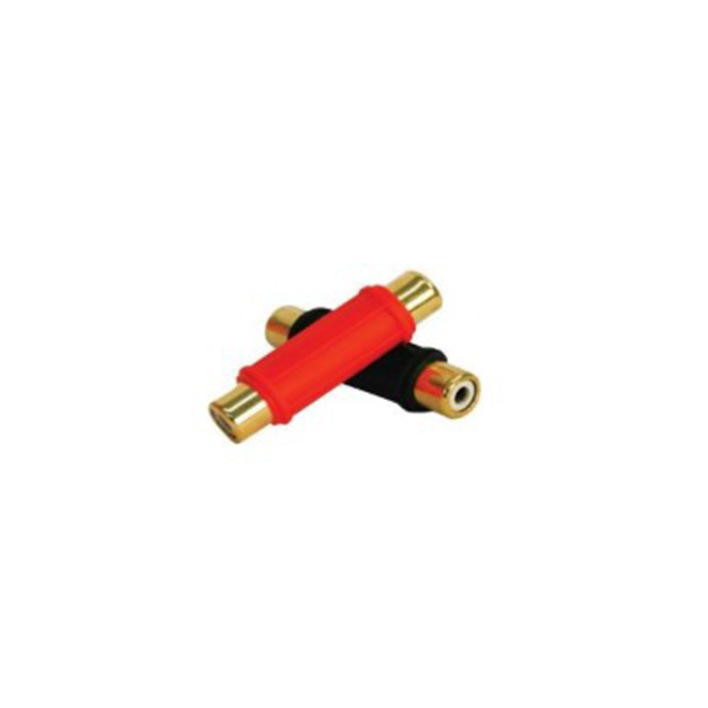 MR DJ FF100-2 Barrel RCA Connector Female/Female, Red & Black, Bag Of 2