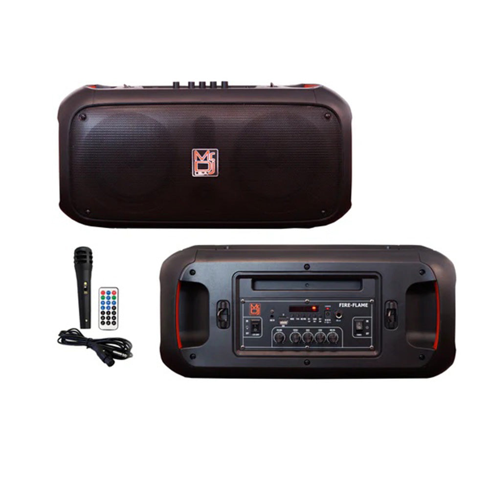 MR DJ FIRE-FLAME 2 X 6.5 Inch Active Speaker With Bluetooth & Fm Radio & Mp3 Player, Eq, With Built In 4 Hours Rechargeable Battery