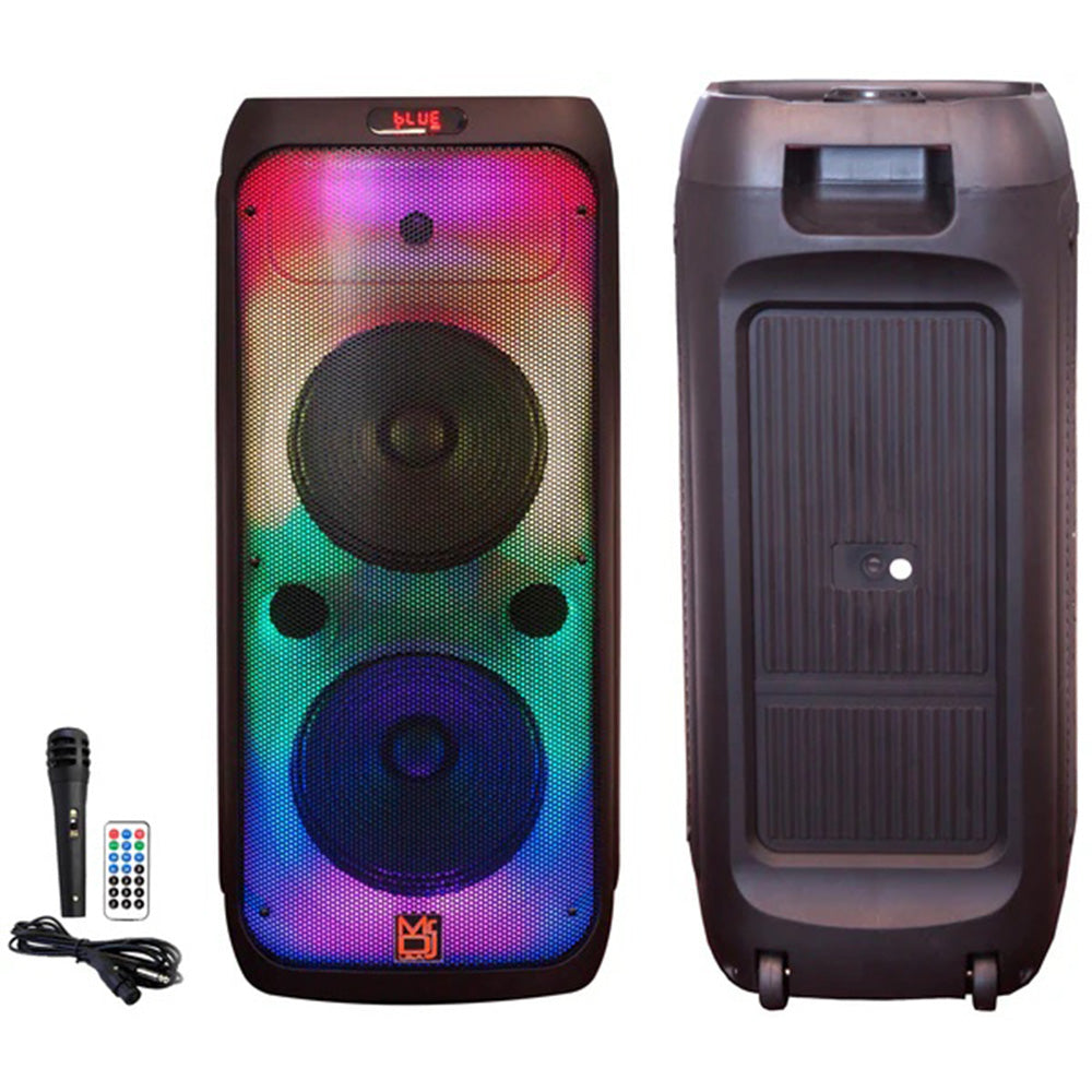 MR DJ FLAME3200 2X8 Inch Active Speaker With Bluetooth & Fm Radio & Mp3 Player, Eq, With Built-In 2-4 Hours Rechargeable Battery And One Wire Mic