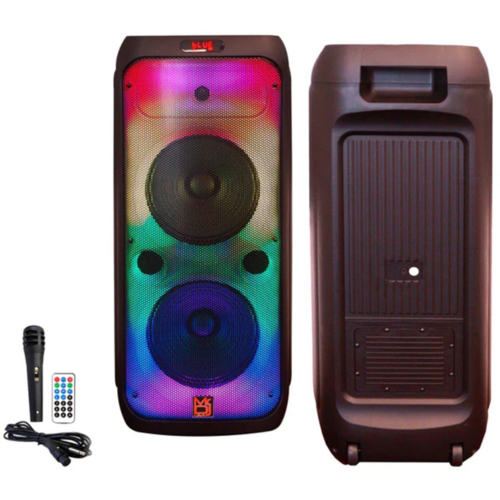 MR DJ FLAME4200 2X10 Inch Active Speaker  With Bluetooth & Fm Radio &  Mp3 Player, Eq, With Built In 2- 4 Hours Rechargeable Battery  And One Wire Mic