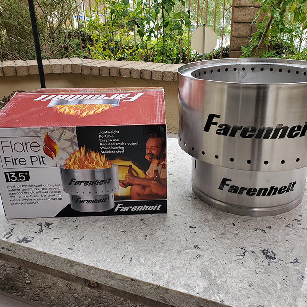Farenheit - Flare 13.5 inch Smokeless Fire Pit - Silver