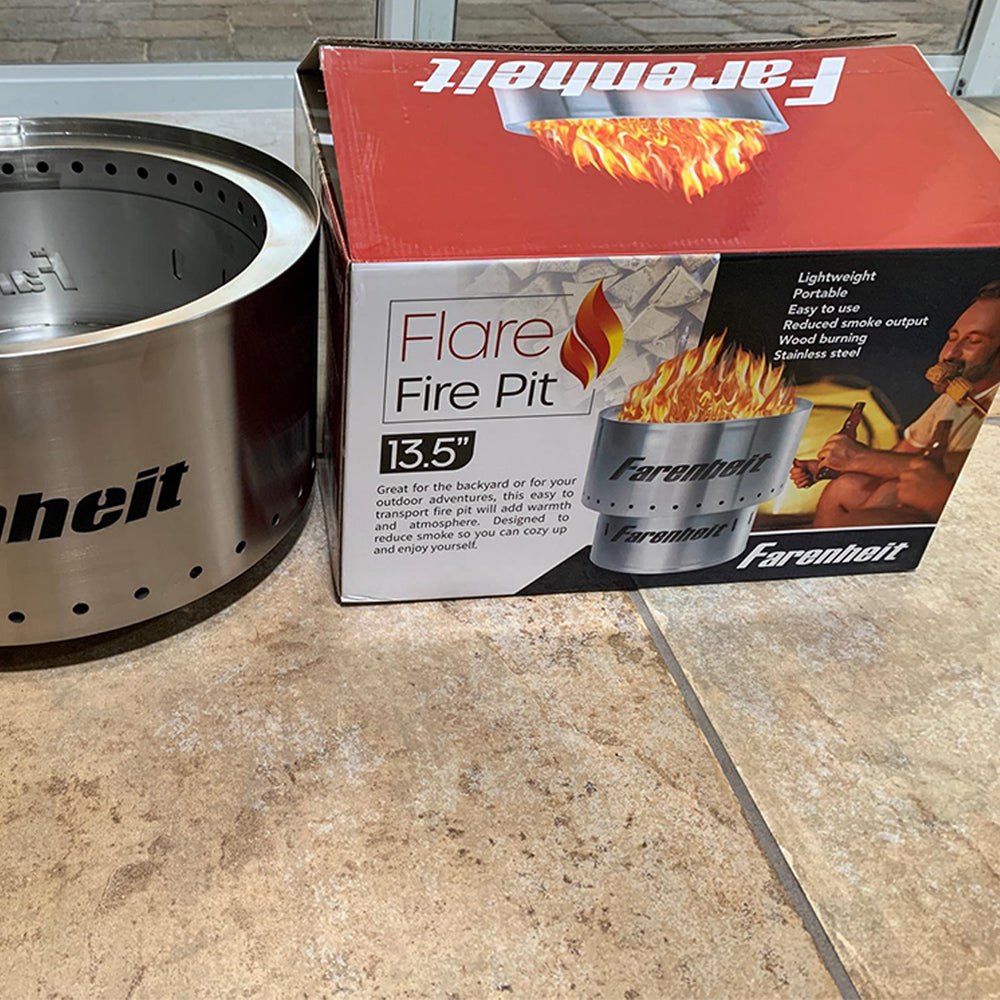 Farenheit - Flare 13.5 inch Smokeless Fire Pit - Silver