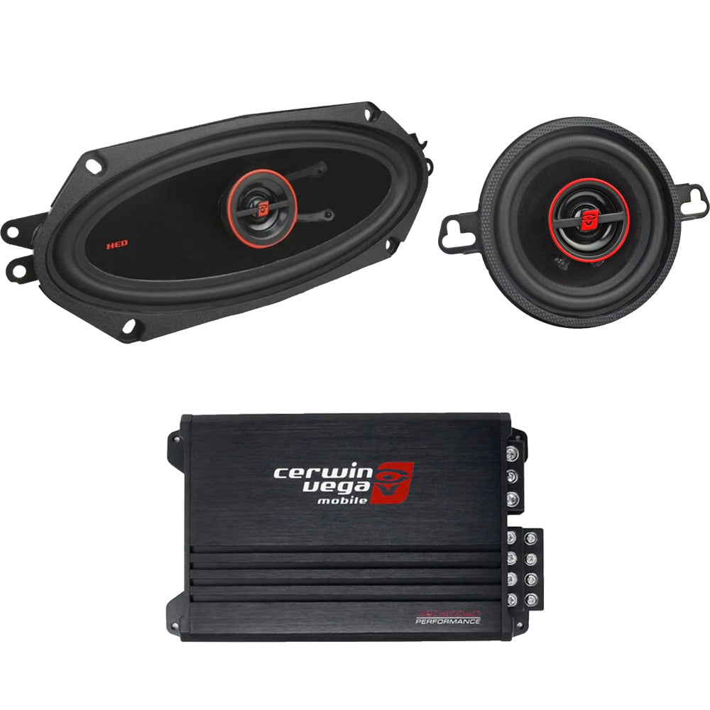 Cerwin Vega H735 (HED Series 3.5" 2-Way Coaxial Speakers) + H7410 (HED Series 4"×10" 2-Way Coaxial Speakers) + XED4004D (XED Series 4-Channel Full Range Class-D Amplifier)