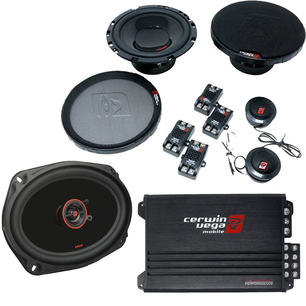 Cerwin Vega H765C (HED Series 6.5" 2-Way Component Speaker System) + H7692 (HED Series 6"x 9" 2-Way Coaxial Speakers) + XED4004D (XED Series 4-Channel Full Range Class-D Amplifier)