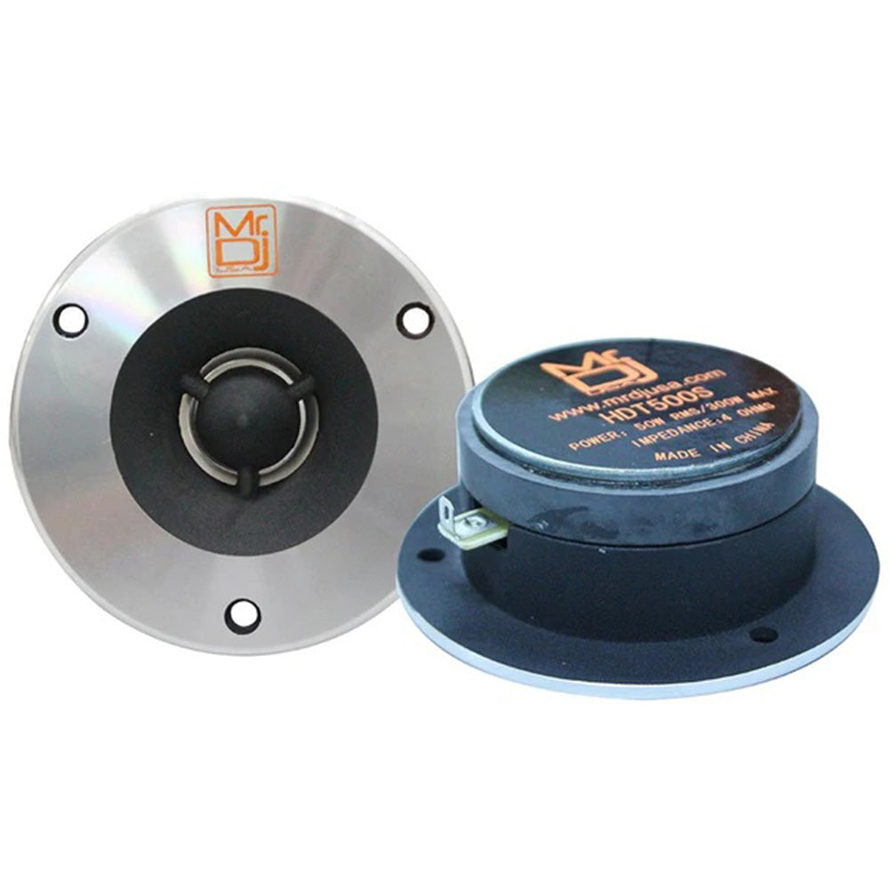 MR DJ HDT500S Pair Slim 4 Inch 600W Chrome High Compression Titanium Bullet Super Tweeter