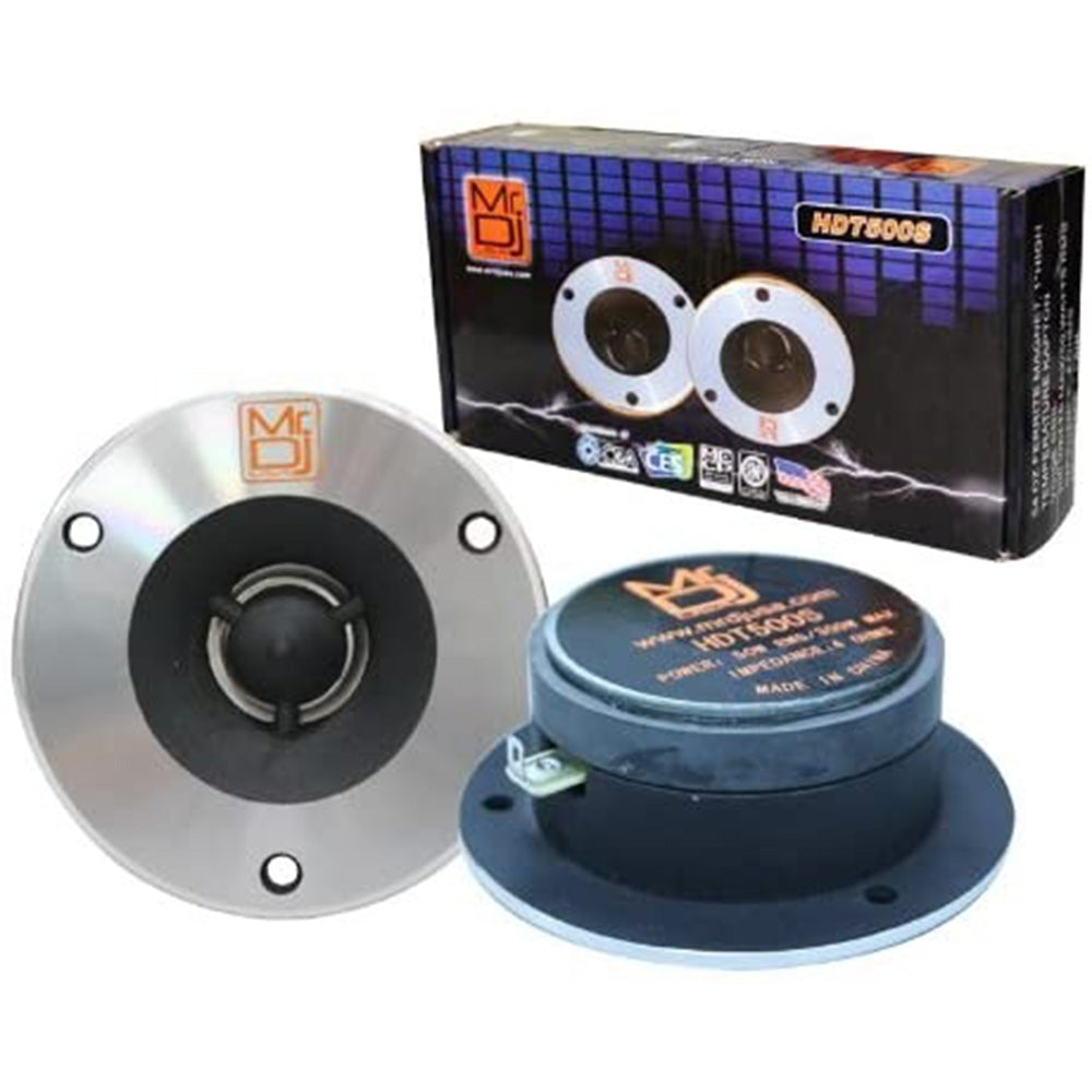 MR DJ HDT500S Pair Slim 4 Inch 600W Chrome High Compression Titanium Bullet Super Tweeter