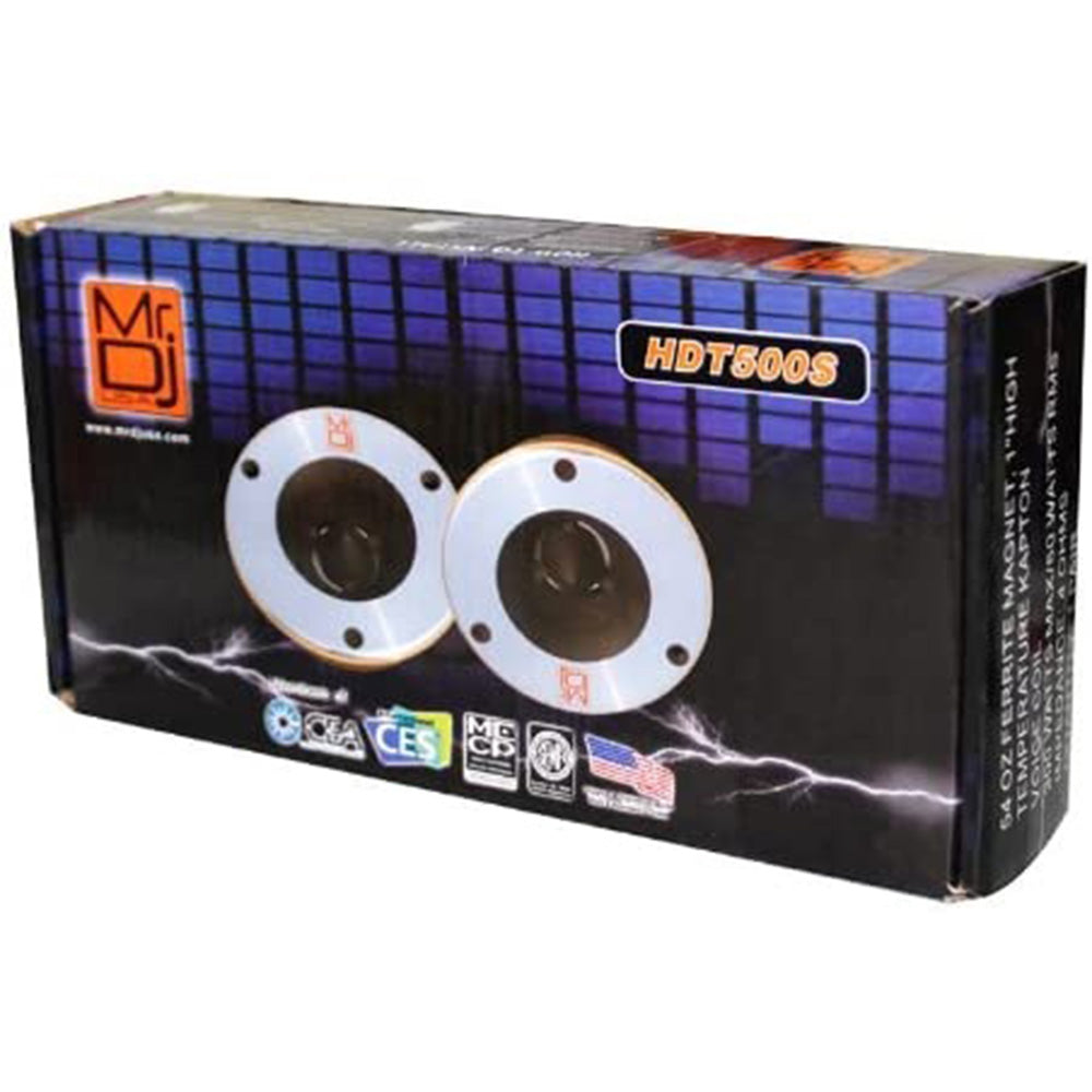 MR DJ HDT500S Pair Slim 4 Inch 600W Chrome High Compression Titanium Bullet Super Tweeter