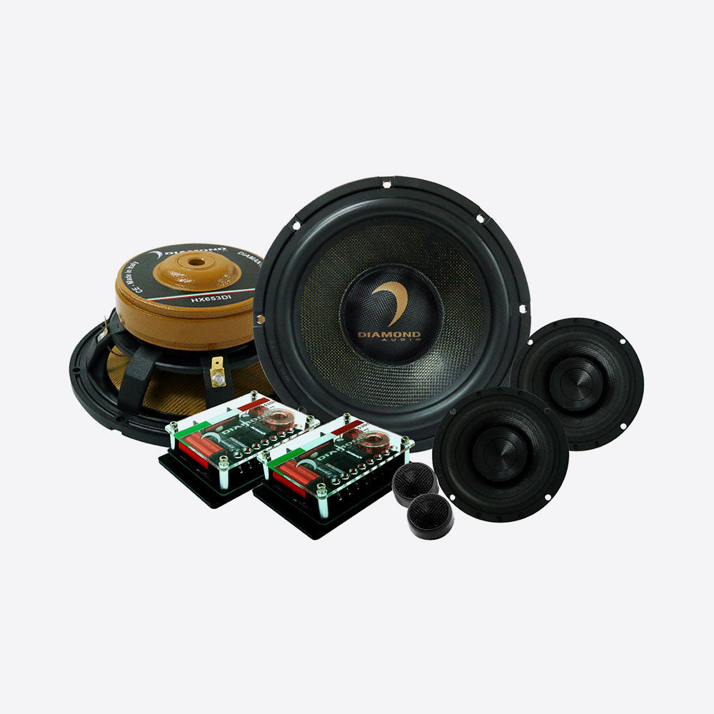 Diamond Audio HX653DI 300W Peak (150W RMS) 6.5" HEX Diamante Italia Series 3-Way Car Component Speaker System
