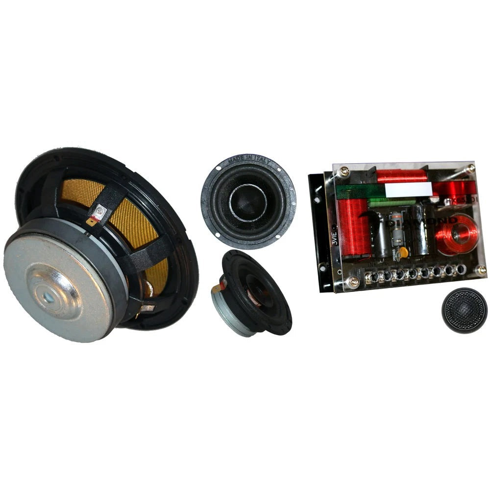 Diamond Audio HX653DI 300W Peak (150W RMS) 6.5" HEX Diamante Italia Series 3-Way Car Component Speaker System