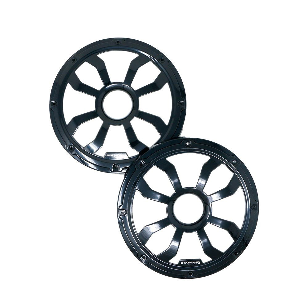 Diamond Audio HXM8FBB 8" Motorsport Flush Mount Speaker Grills, Black Pair, Steel with Powder Coating