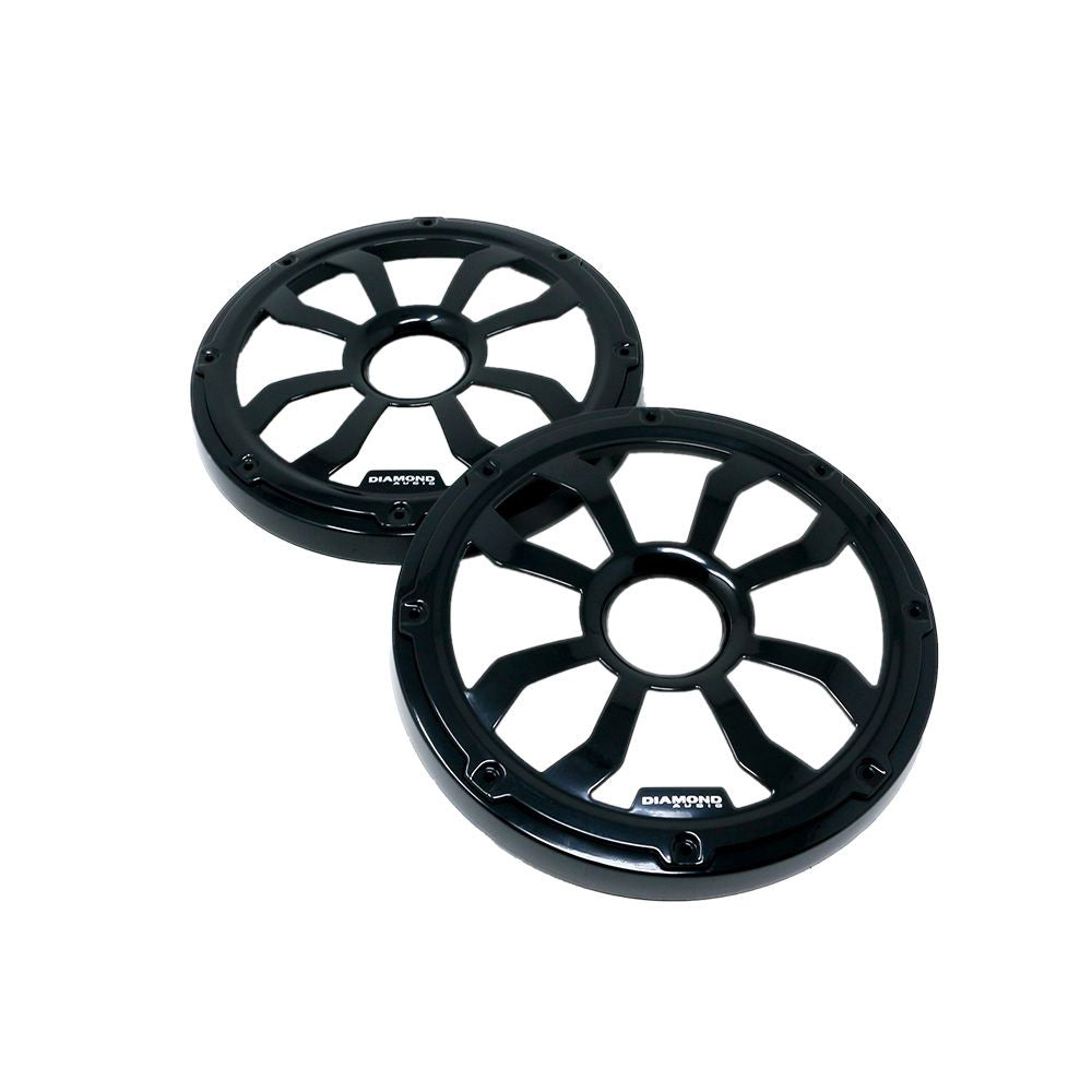 Diamond Audio HXM8FBB 8" Motorsport Flush Mount Speaker Grills, Black Pair, Steel with Powder Coating