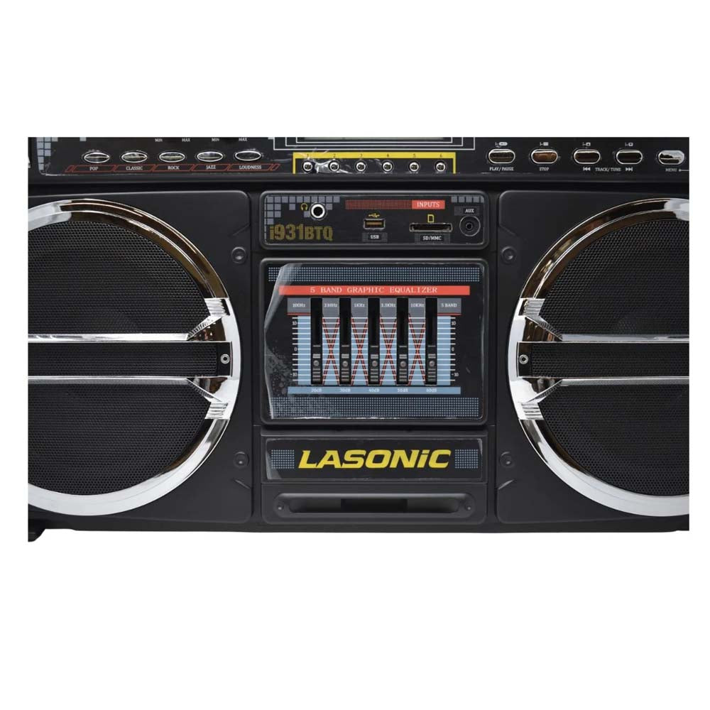Lasonic Ghetto Blaster i-931BT (Black) Classic AC/Battery Powered Portable AM/FM Radio Boom Box with USB, SD/MMC, & 3.5 mm Auxiliary Inputs