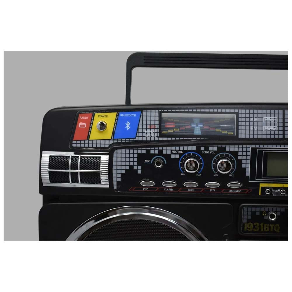 Lasonic Ghetto Blaster i-931BT (Black) Classic AC/Battery Powered Portable AM/FM Radio Boom Box with USB, SD/MMC, & 3.5 mm Auxiliary Inputs