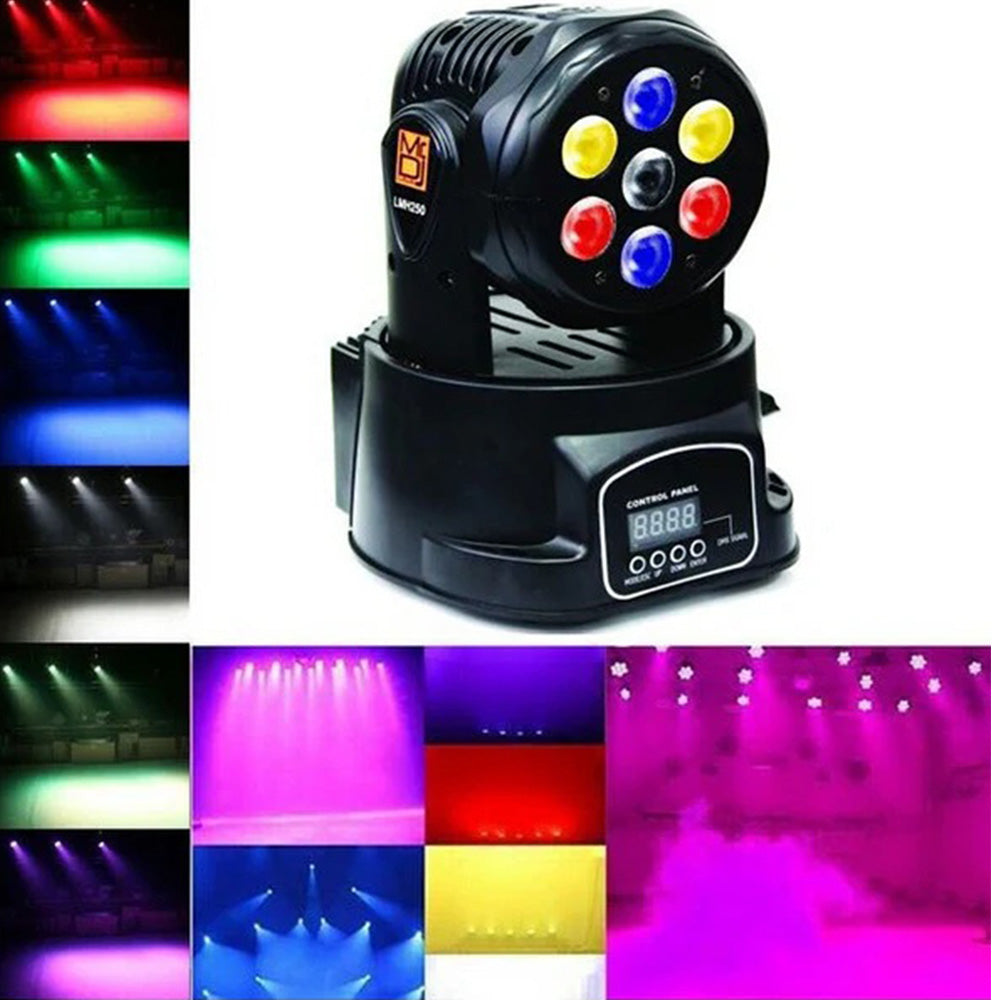 MR DJ LMH250 70 Watts 7 X 10W Rgbw Led Moving Head Wash Stage Light Effect Dmx Controller In Master And Slave Mode For Disco Bar, Party, Ktv And Weeding