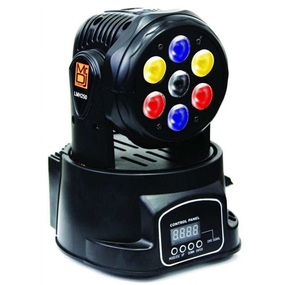 MR DJ LMH250 70 Watts 7 X 10W Rgbw Led Moving Head Wash Stage Light Effect Dmx Controller In Master And Slave Mode For Disco Bar, Party, Ktv And Weeding