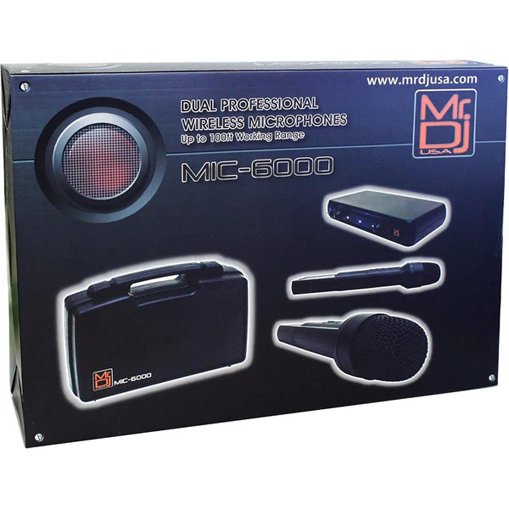 MR DJ MIC6000 Wireless Dual Handheld design Microphone System with Carrying Case