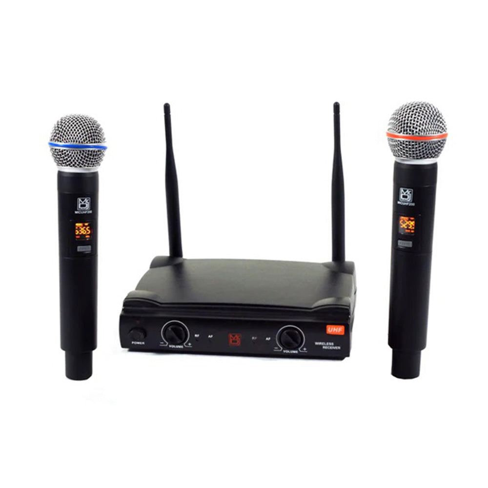 MR DJ MICUHF200 Dual UHF Wireless Microphone System Kit with 2 Handheld