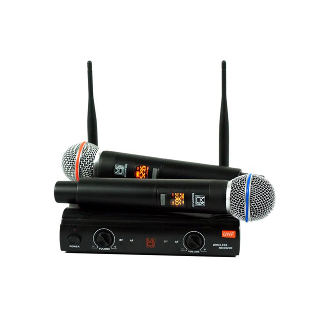 MR DJ MICUHF200 Dual UHF Wireless Microphone System Kit with 2 Handheld