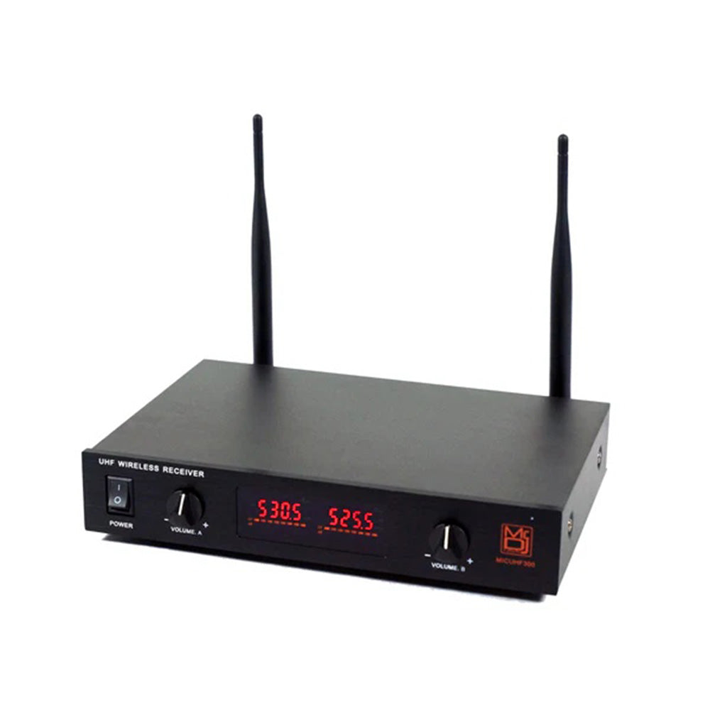 MR DJ MICUHF300 Dual UHF Wireless Microphone System Kit with 2 Handheld & LED display
