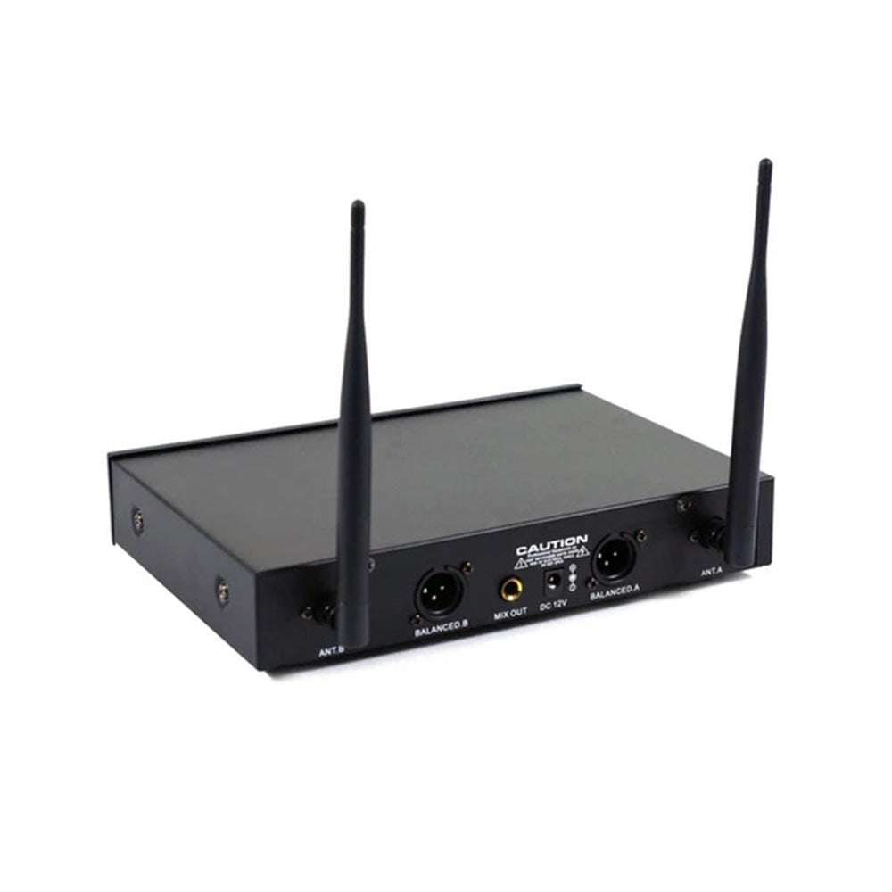 MR DJ MICUHF300 Dual UHF Wireless Microphone System Kit with 2 Handheld & LED display