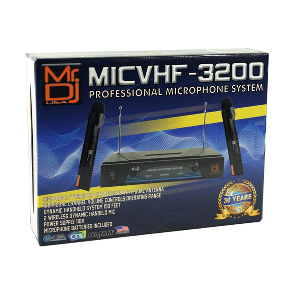 MR DJ MICVHF3200 Wireless Dual Handheld design Microphone System