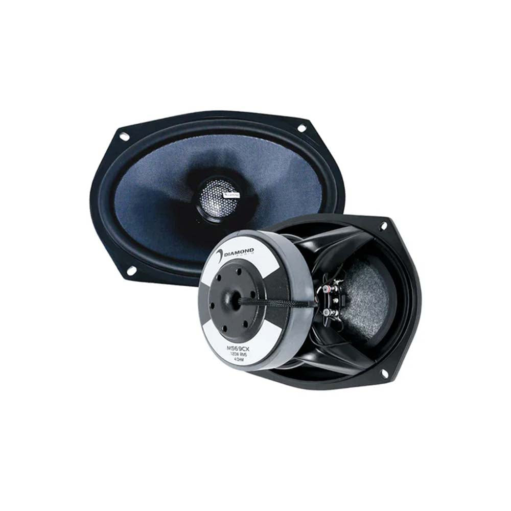 Diamond Audio MS694CX2LK13 (1998-2013 Harley Davidson® Cut In Lid Kit with MS69CX Speaker (4Ω)) + MICRO2V2 (MICROV2 Series 2-Channel Full Range Class D Amplifier)
