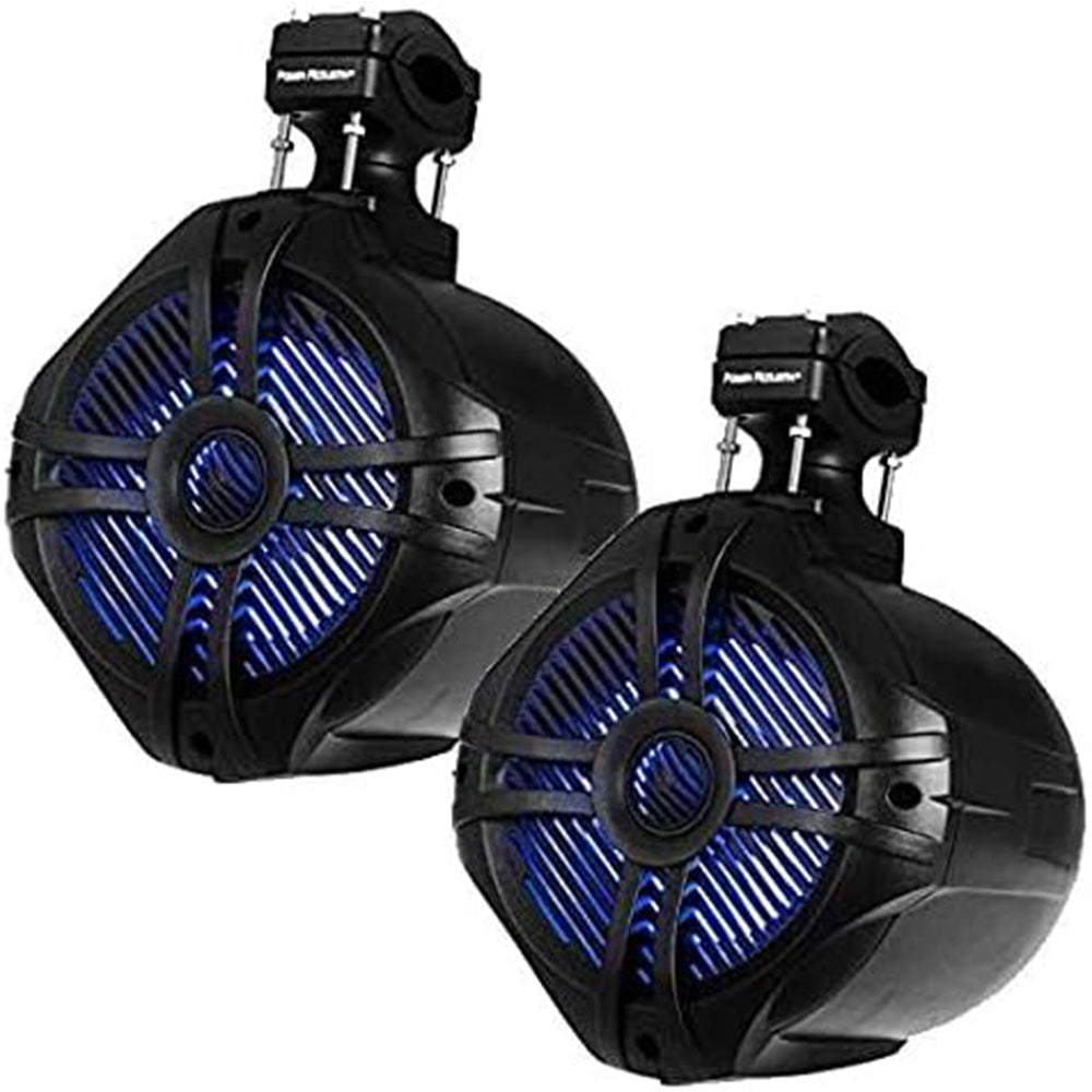 Power Acoustik MWT-65BL Marine Grade 6.5" Wake Tower Speaker Enclosure, with RGB LED and remote (black)