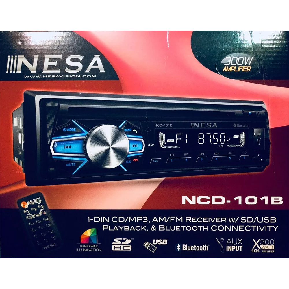 NESA NCD-101B Single DIN CD Player with 32GB USB Playback, AUX & Bluetooth 3.0