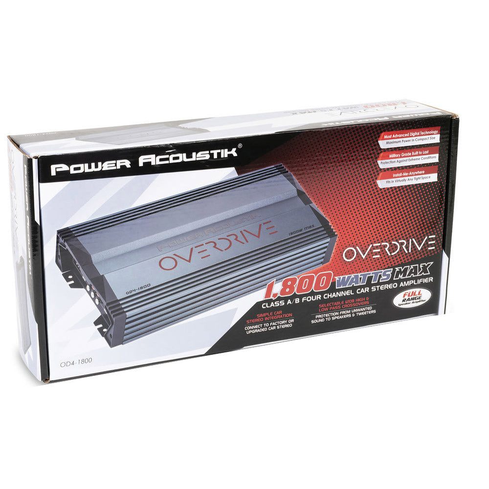 Power Acoustik OD4-1800 1800 Watts Max Power 4-Channel Class A/B Full Range Car Amplifier