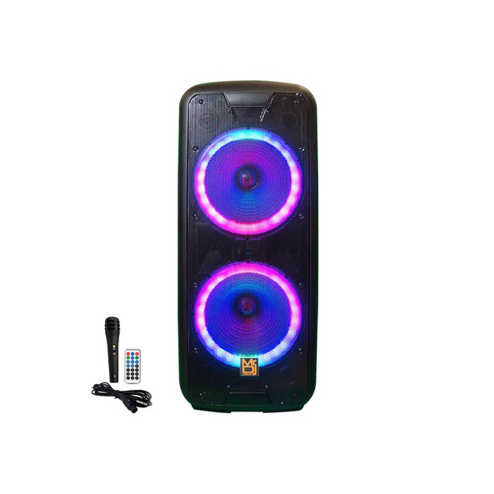 MR DJ LETS PARTY+ Dual 12" 4000W Battery Powered Bluetooth Speaker Microphone Party Speaker
