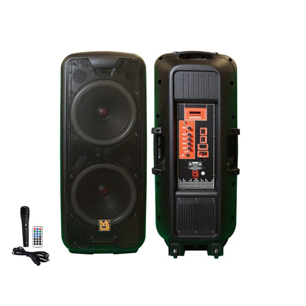 MR DJ LETS PARTY+ Dual 12" 4000W Battery Powered Bluetooth Speaker Microphone Party Speaker