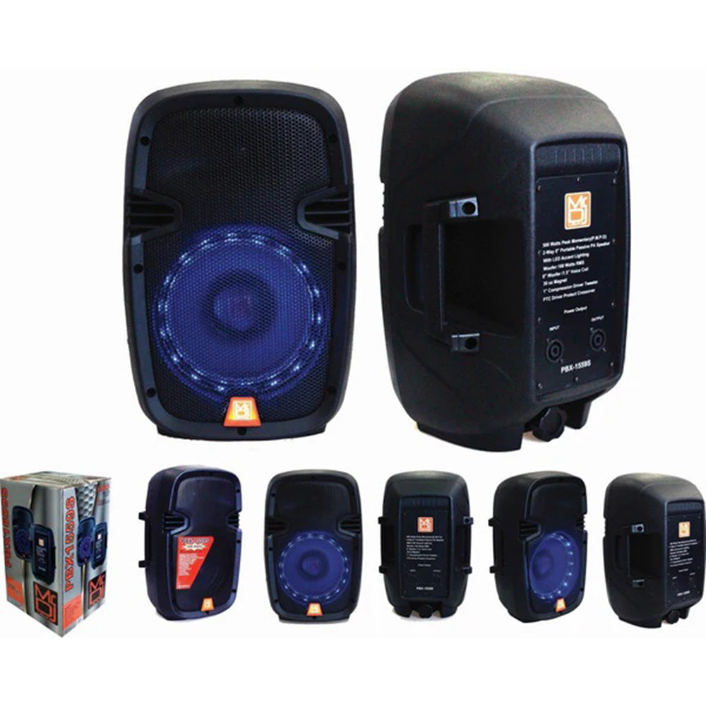 MR DJ PBX1559S PA Dj 8 Inch 2-Way Portable Passive Speaker With Led Accent Lighting