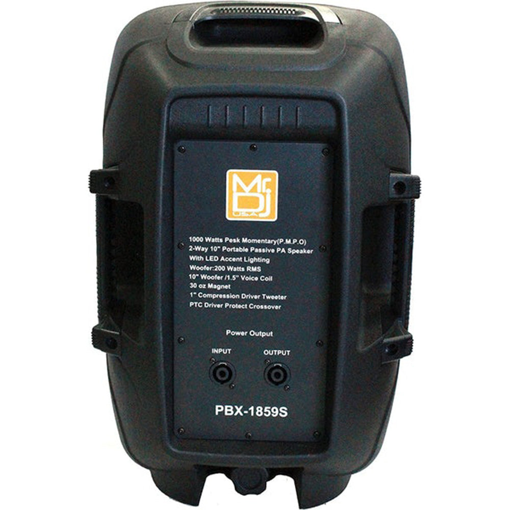 MR DJ PBX1859S 10 Inch Passive Pa/Dj Speaker 30Oz Magnet, 2 Inch Voice Coil, 1.35 Inch Horn Driver