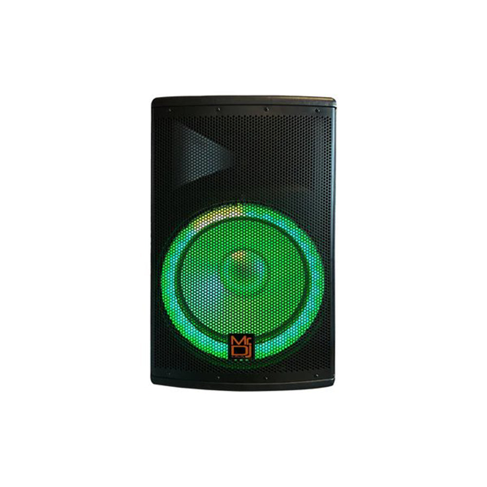 MR DJ PBX4500PKG 15" 2-Way Pa Dj 4500W Active Powered Bluetooth Karaoke Speaker Led Lighting & Passive Speaker + Speaker Stands & Cable