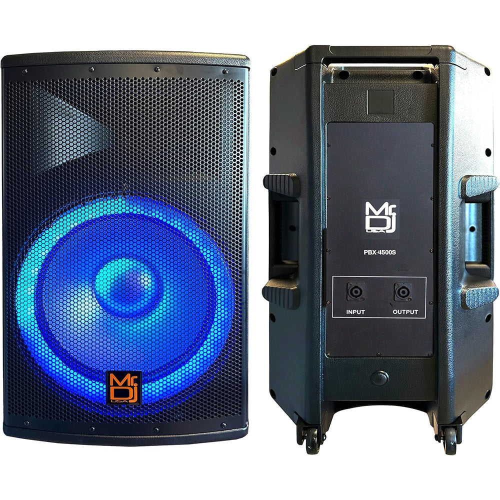 MR DJ PBX4500S 15" 2-Way PA DJ 4500W Passive Speaker LED Lighting