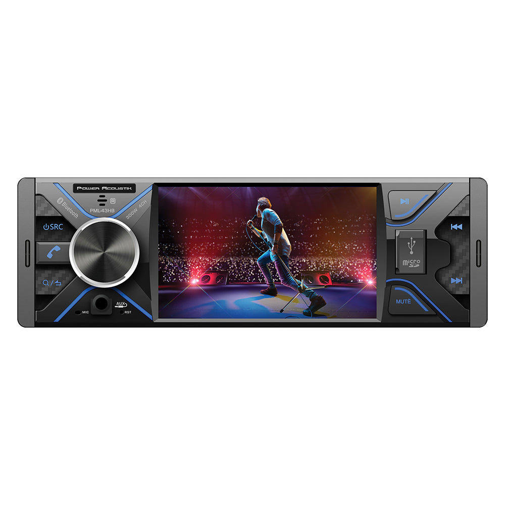 Power Acoustik PML-43HB 4.3 Inch 1-DIN Shallow Mechless Source Unit with USB, SD, BT