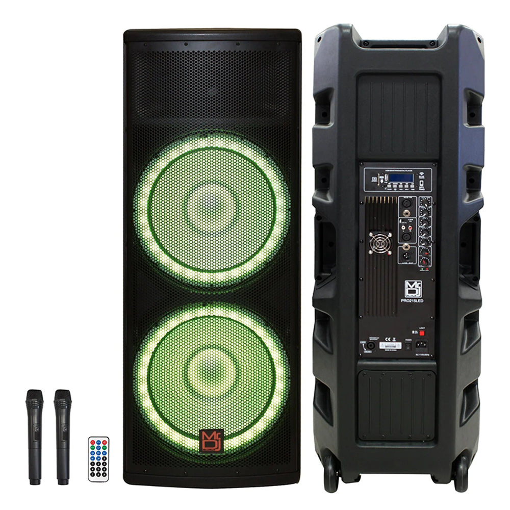 MR DJ PRO215LED 5500W Pro Pa Dj Dual 15” 3-Way Powered/Active Live Sound Loud Speaker